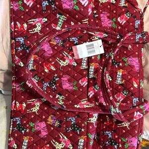 Vera Bradley Large Weekender Travel Bag in Festive Dog Holiday Pattern